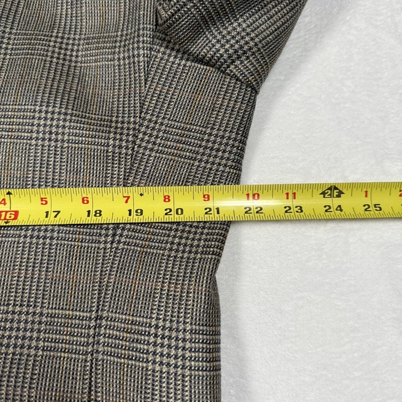 Jos A Bank Sport Coat Mens 42L Brown Gray Plaid Silk Wool Blazer Jacket Classic - Picture 8 of 13